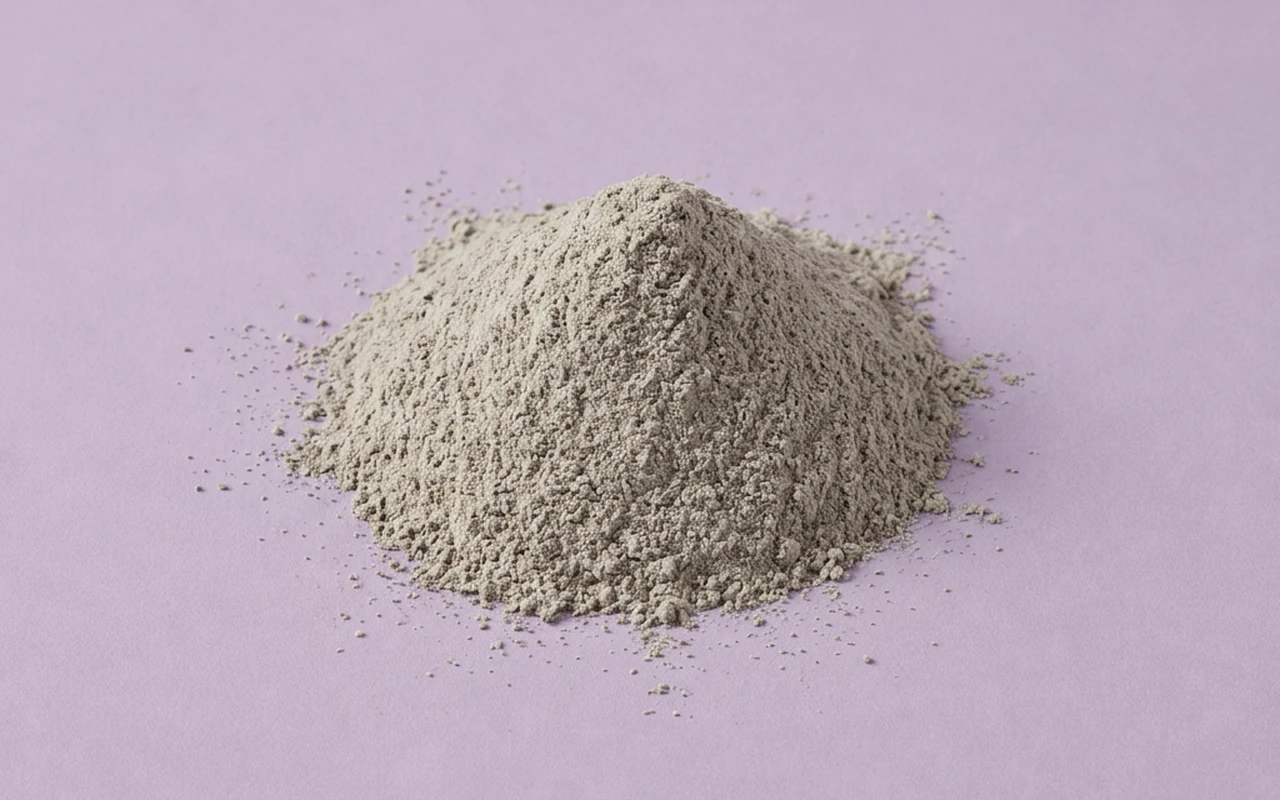 Lavender represented as a fine ingredient powder on a matching pale lavender studio background