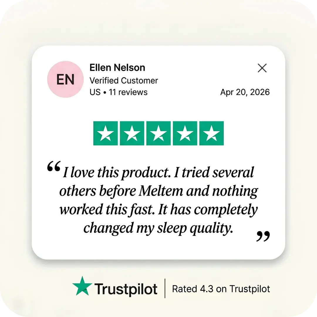 Trustpilot review – Ellen Nelson: I love this product. Completely changed my sleep quality.